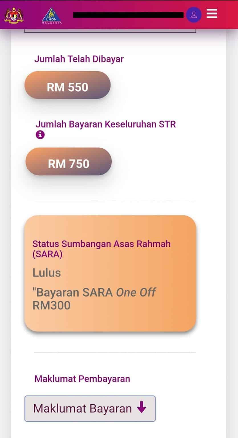 BANTUAN SARA ONE OFF SEMAKAN STATUS ONLINE 2024