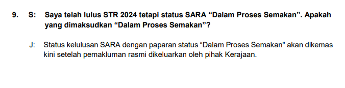 maksud dalam proses semakan sara 2024
