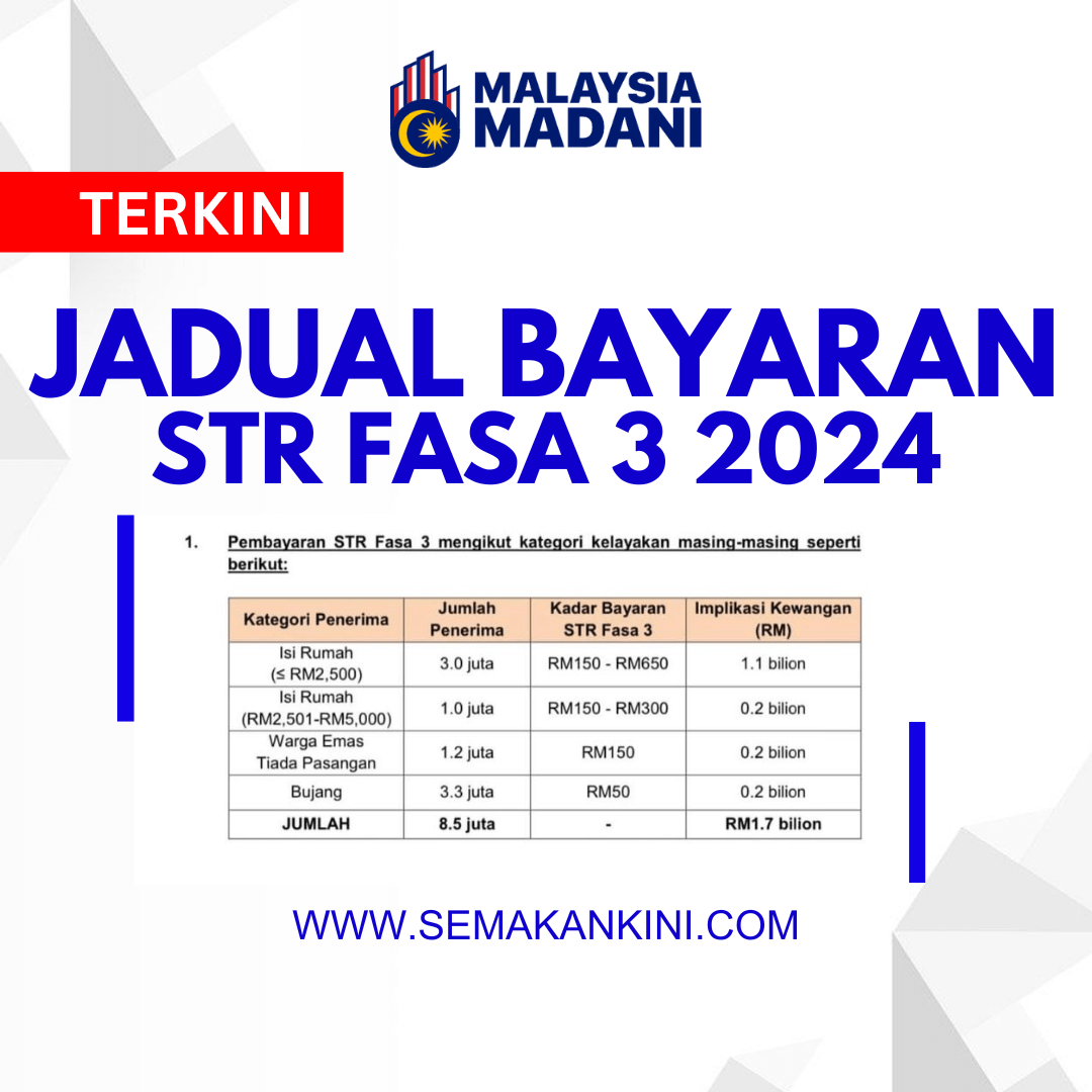 jadual bayaran str fasa 3 2024